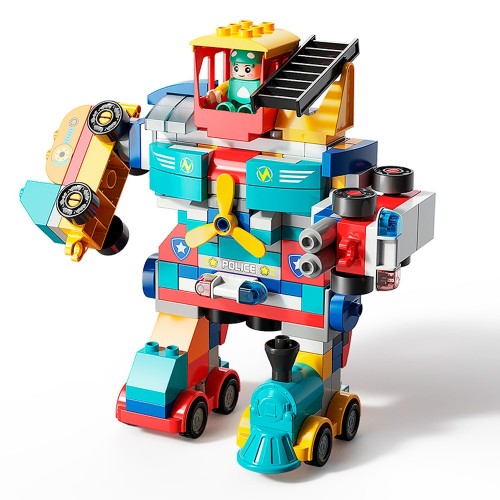 ρομπότ 6 σε 1 από σφηνοτουβλάκια, FEELO TOYS ρομπότ 6 σε 1 από σφηνοτουβλάκια