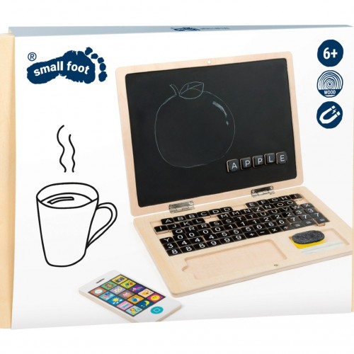 Ξύλινο laptop με μαγνητική πλακέτα, SMALL FOOT Ξύλινο laptop με μαγνητική πλακέτα