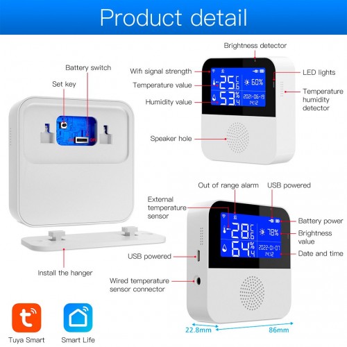 θερμόμετρο & υγρασιόμετρο τοίχου wifi