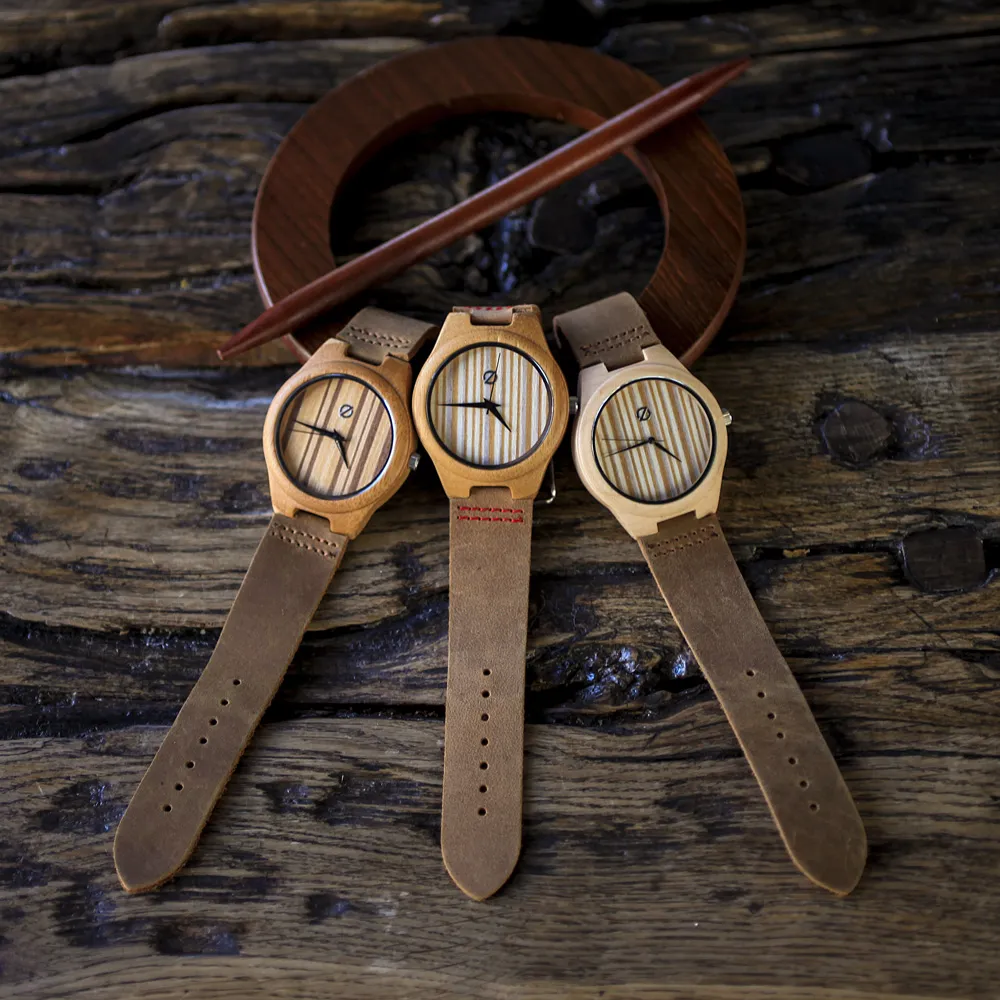 wooden watch zirro - stripy