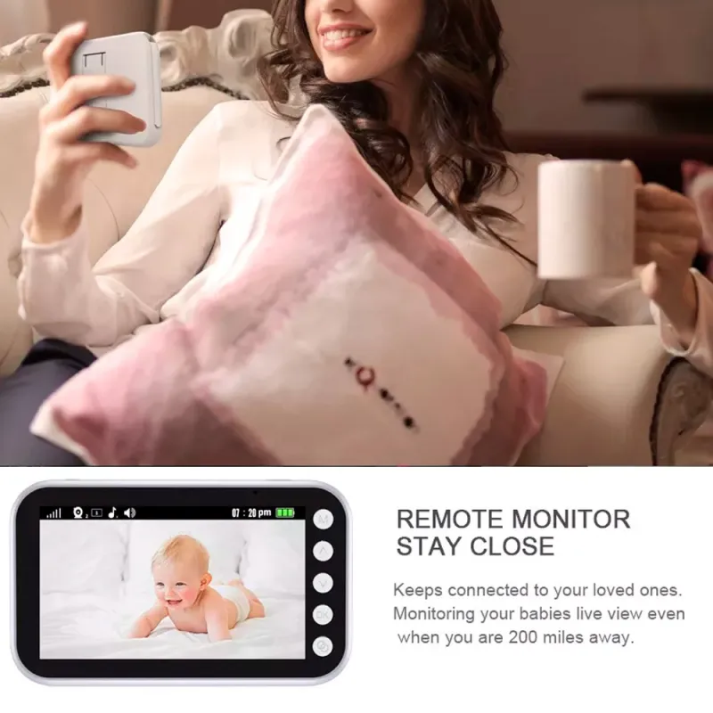 baby intercom with camera & audio 4.5 inches