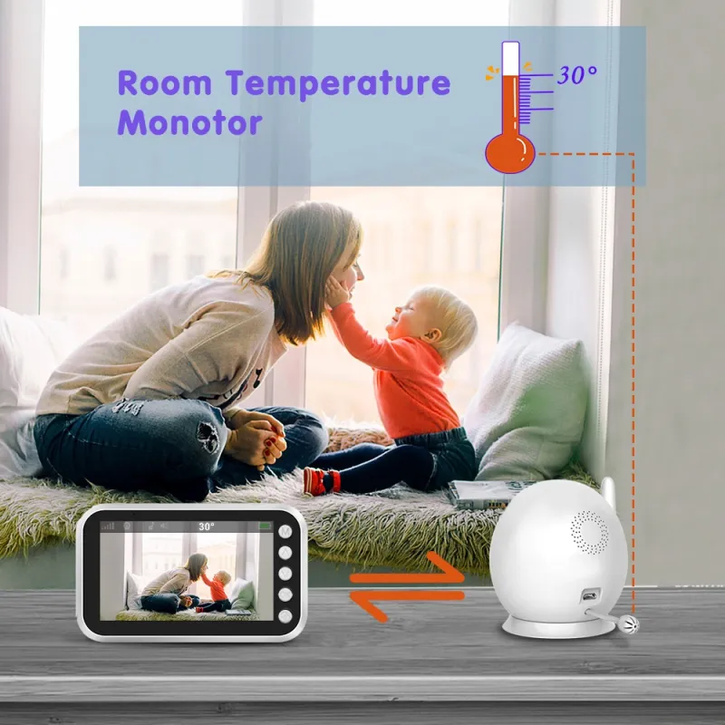 baby intercom with camera & audio 4.5 inches