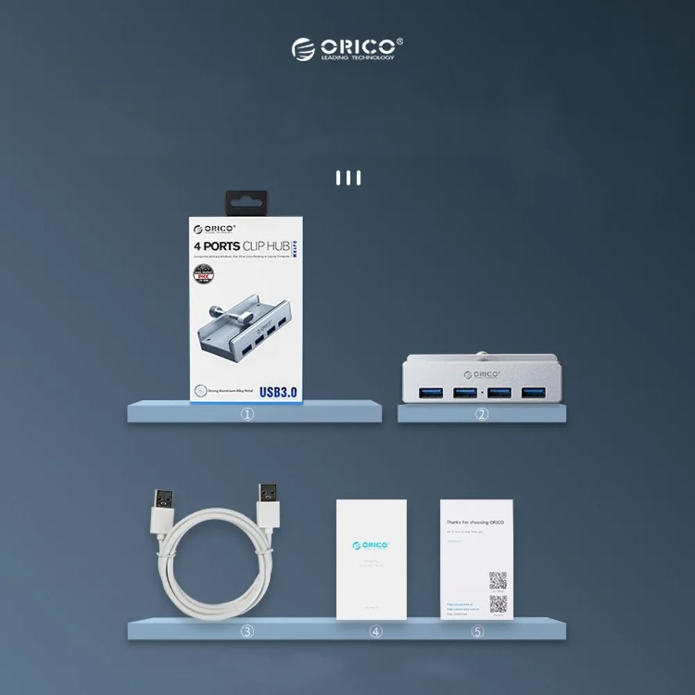 USB 3.0 Hub made of aluminium with clip