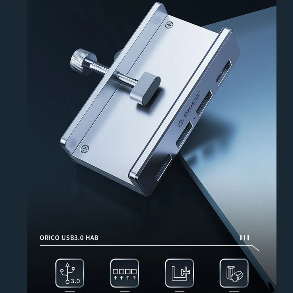 USB 3.0 Hub made of aluminium with clip