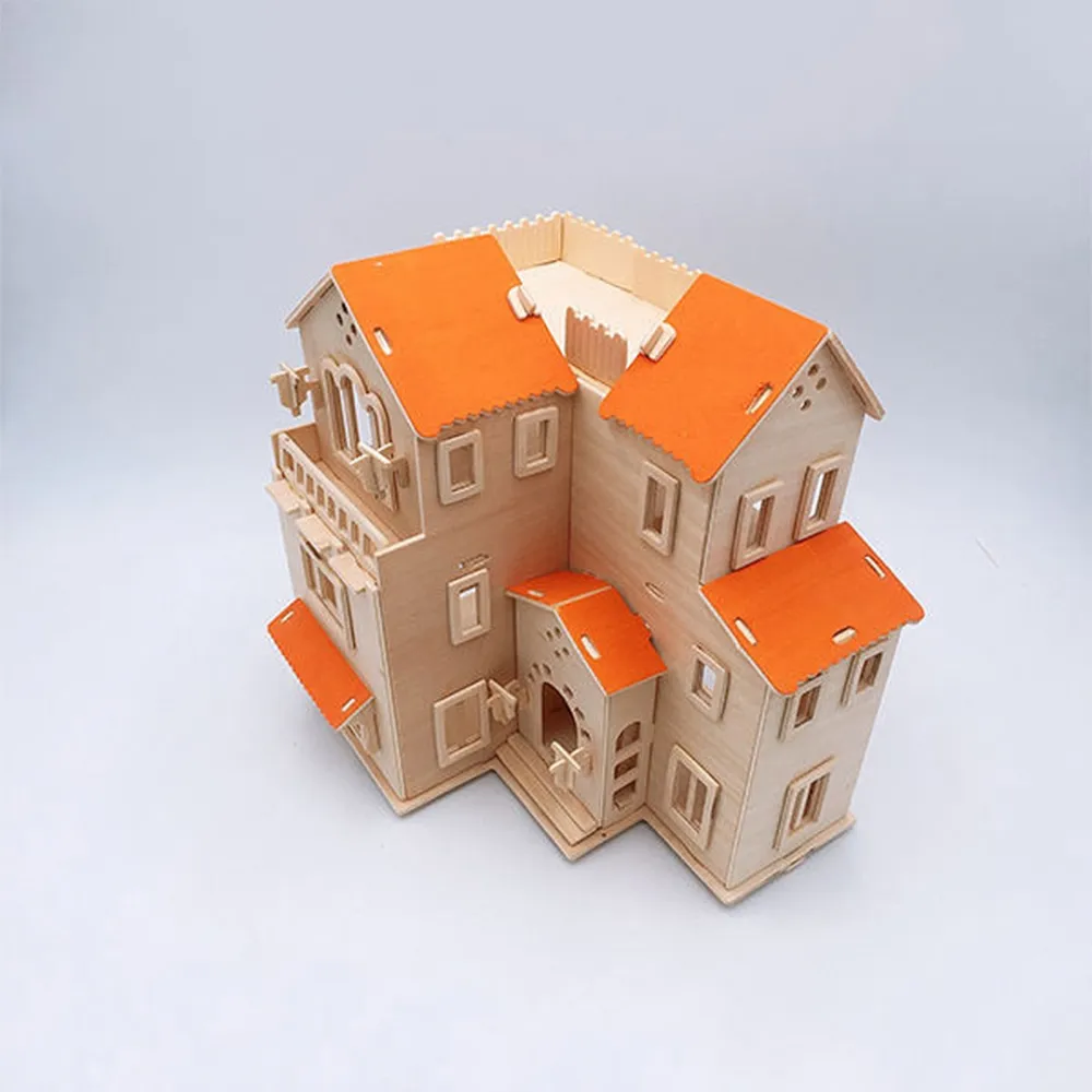 3D wooden house puzzle wooden house