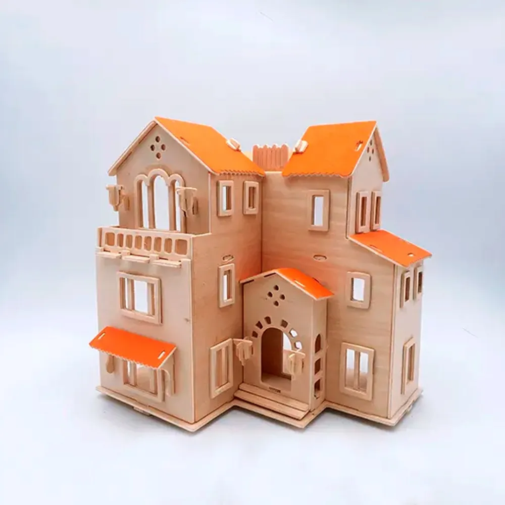 3D wooden house puzzle wooden house