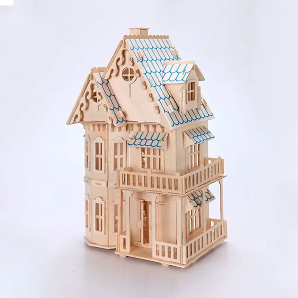 3D wooden house puzzle wooden house