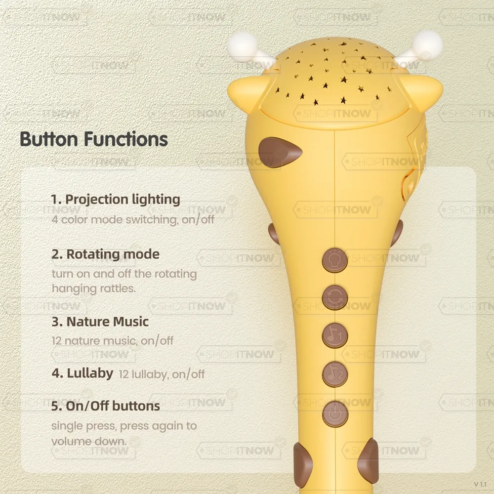 mobile with star projection and music