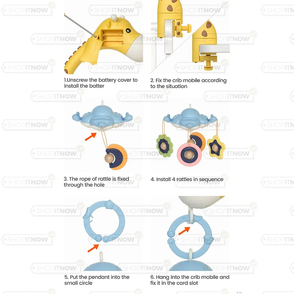 mobile with star projection and music