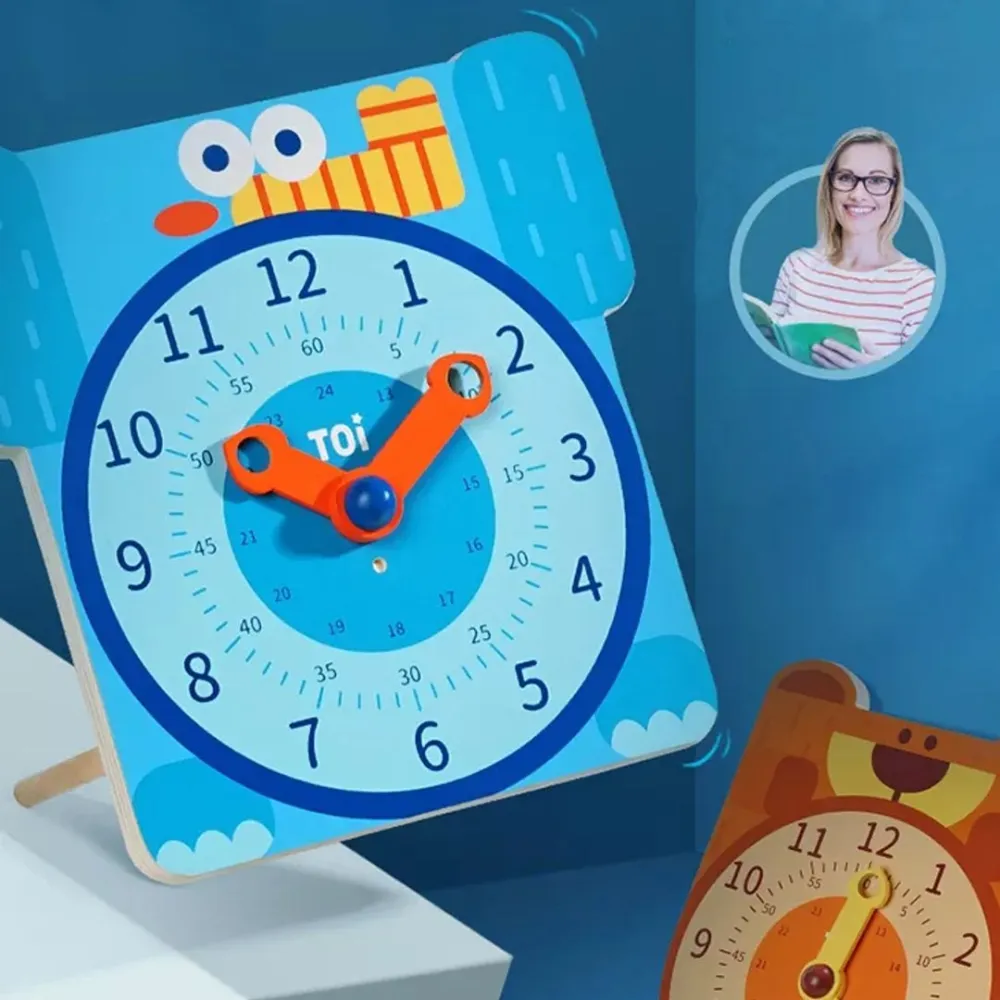 wooden educational clock