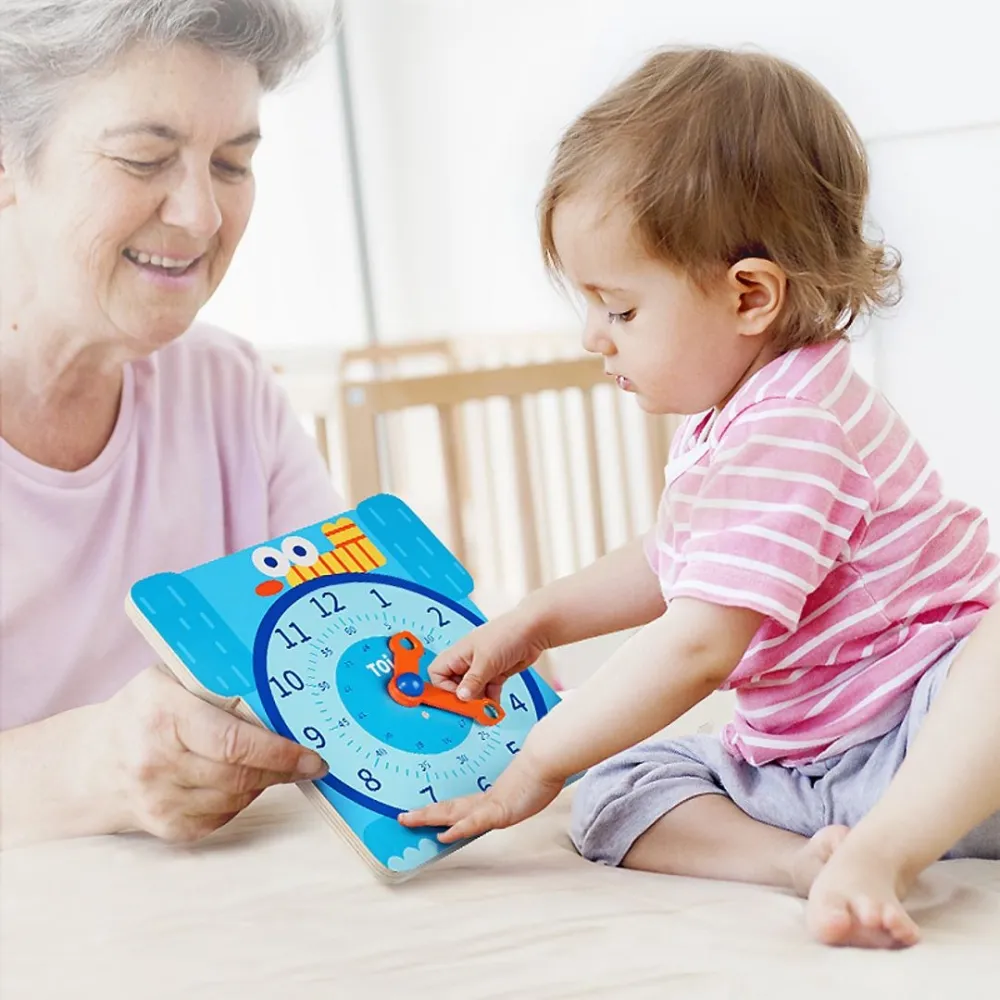 wooden educational clock