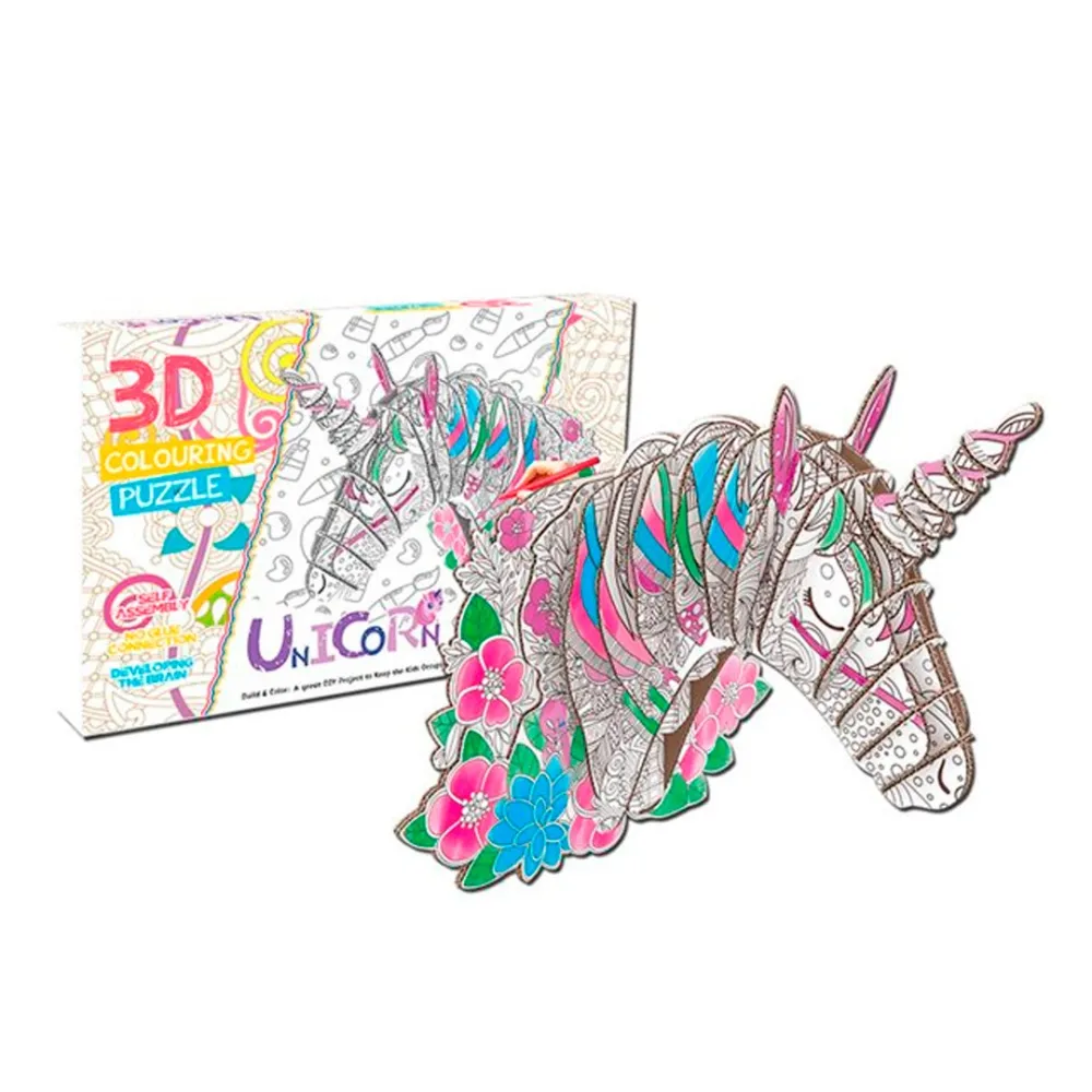 3d unicorn coloring puzzle