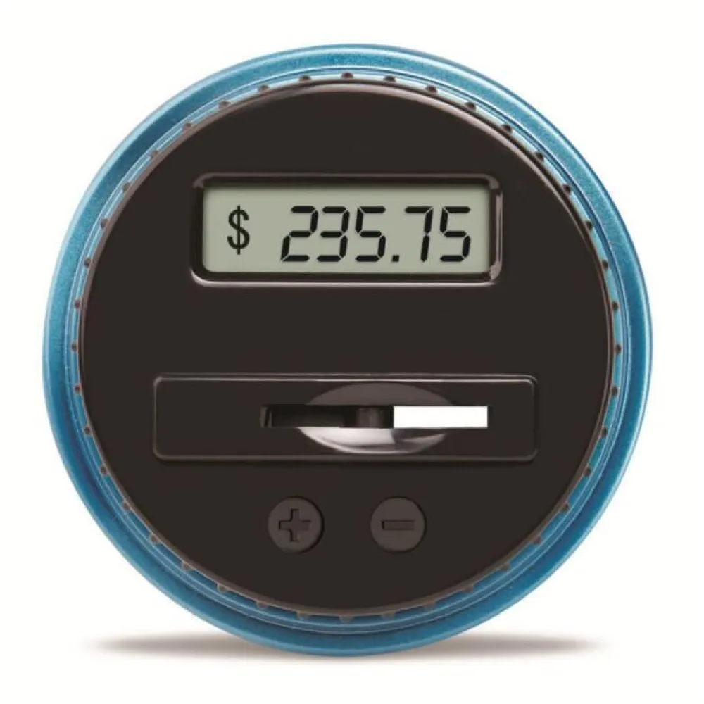 Electronic counting euro coins saving jar