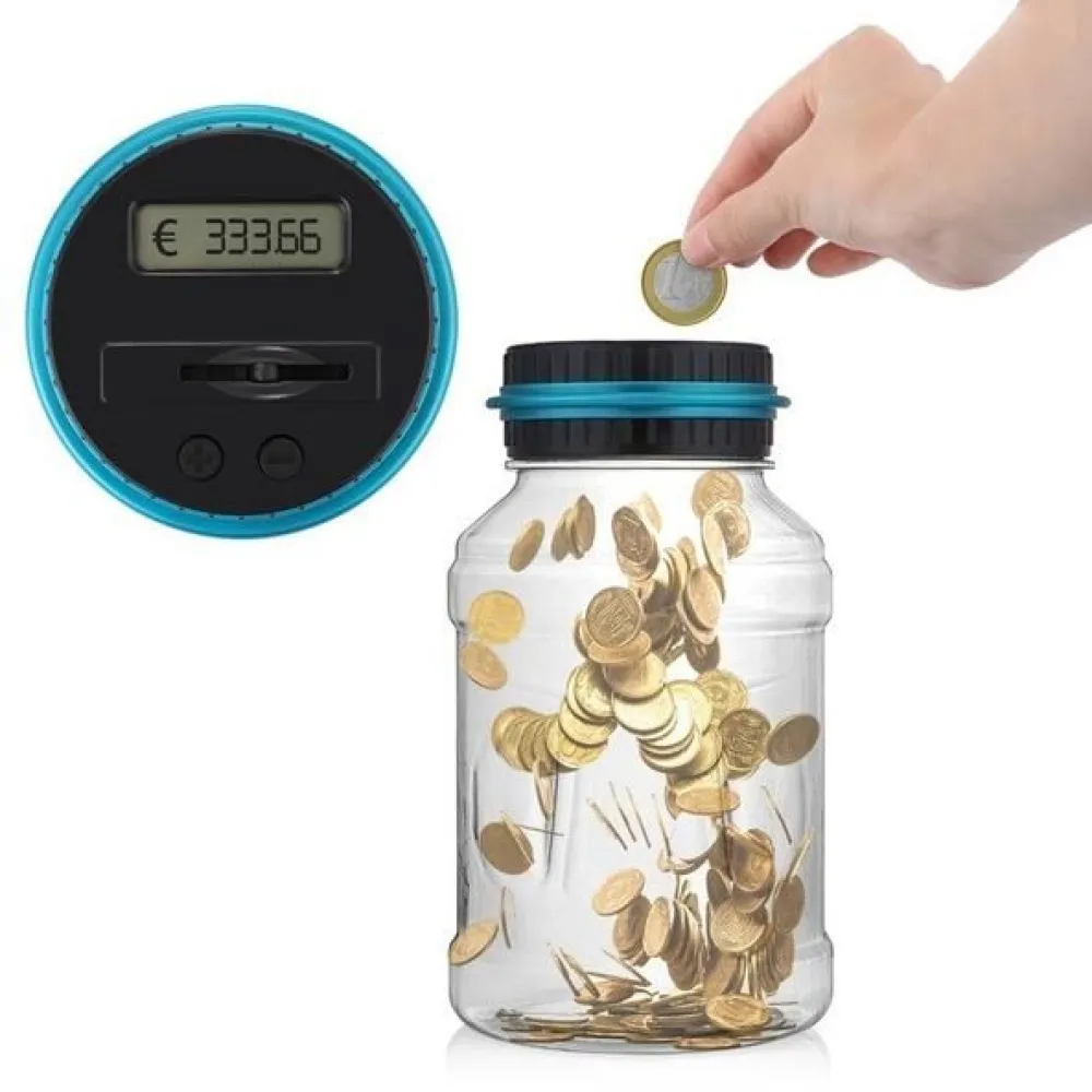 Electronic counting euro coins saving jar