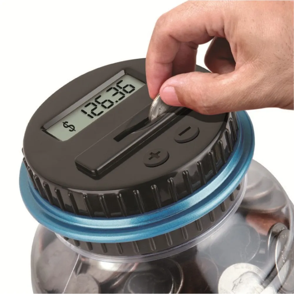 Electronic counting euro coins saving jar