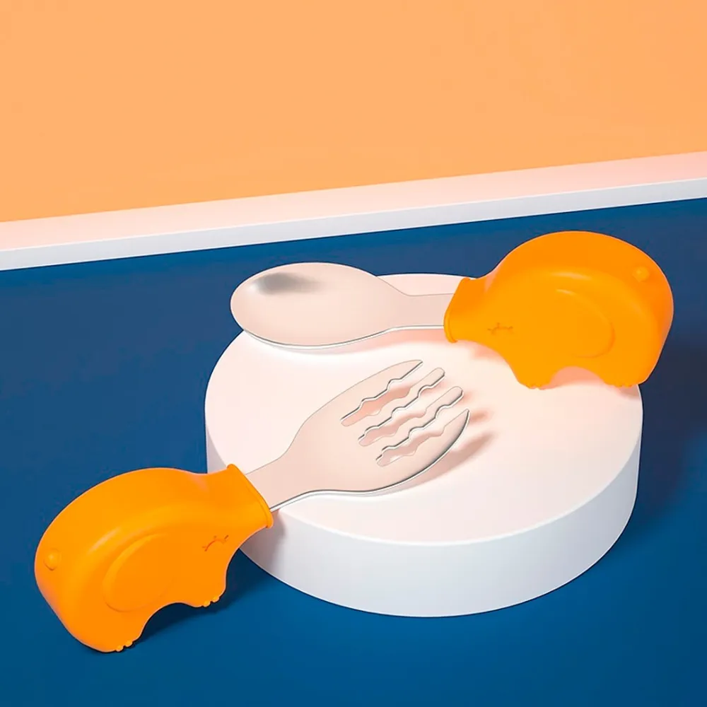Animal Grip Baby Spoon & Fork Set
