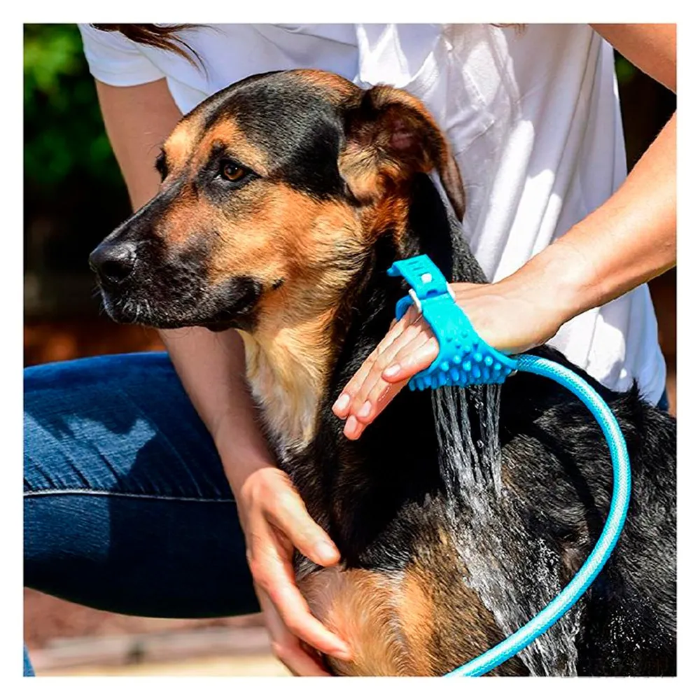 hose with washing brush for dogs