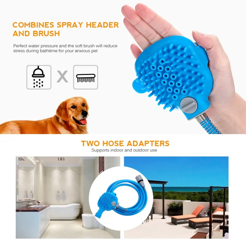 hose with washing brush for dogs