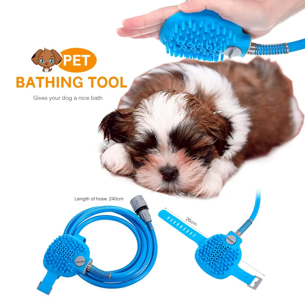 hose with washing brush for dogs
