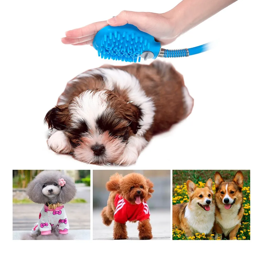 hose with washing brush for dogs