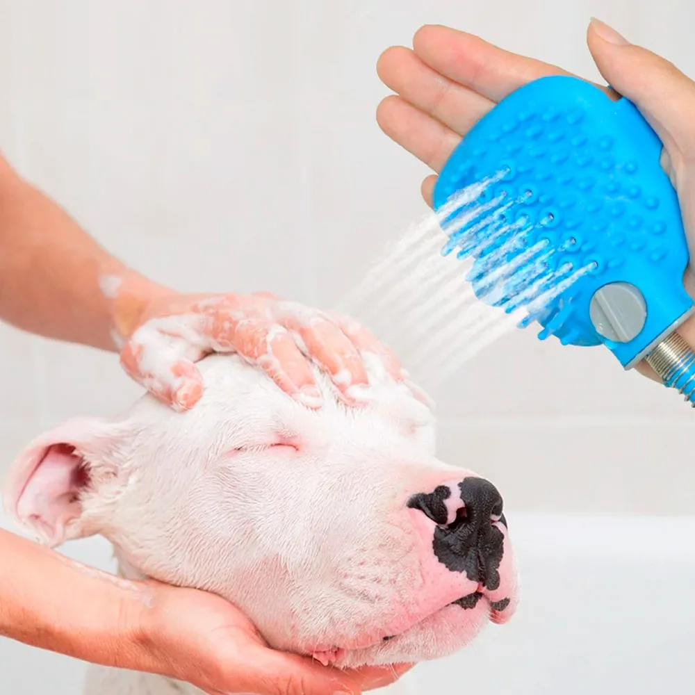 hose with washing brush for dogs