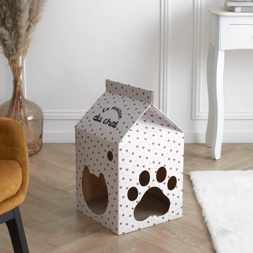 cat house with scratcher