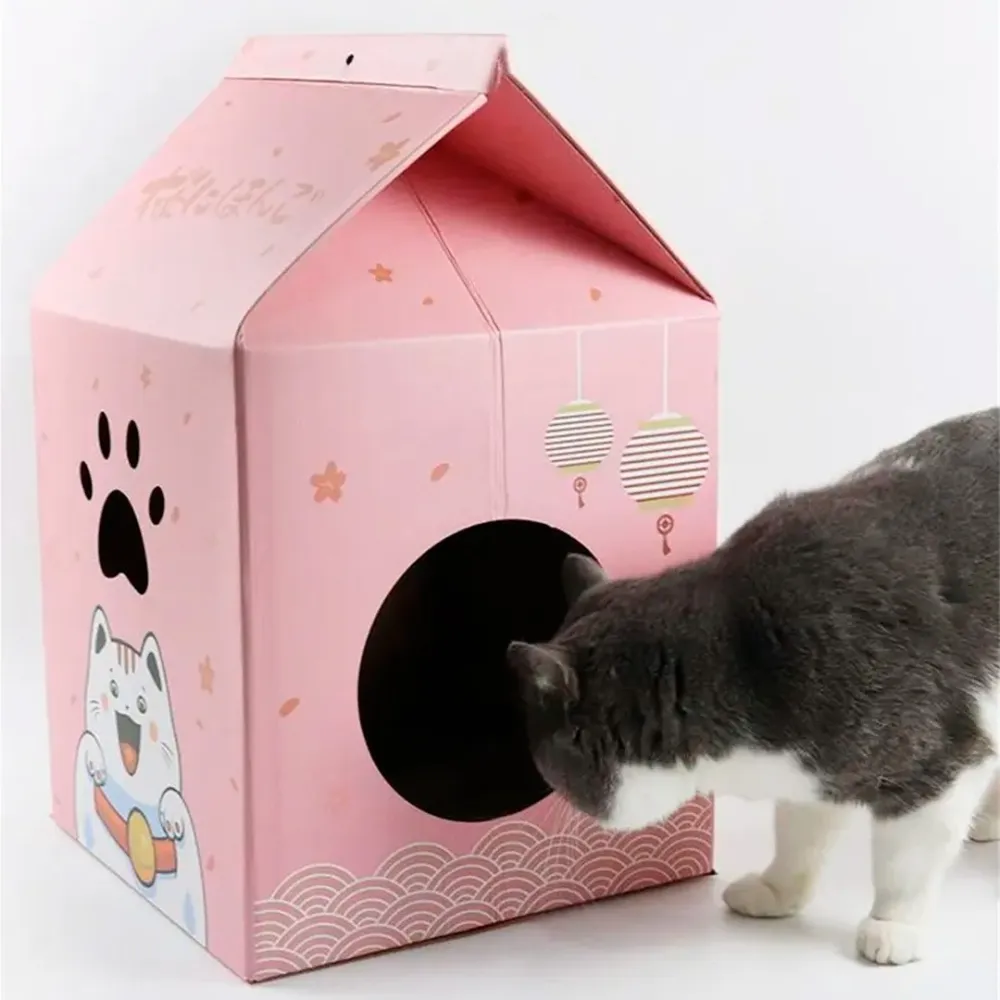 cat house with scratcher