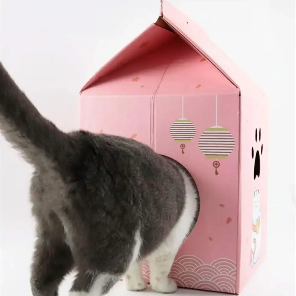 cat house with scratcher