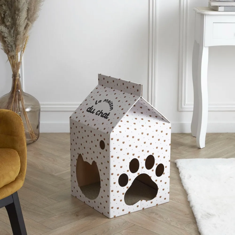 cat house with scratcher