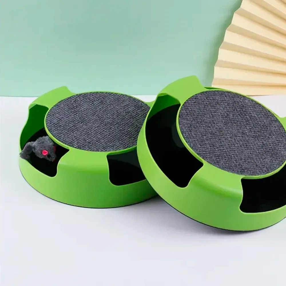 toy and cat scratcher