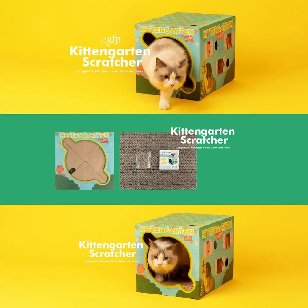 cat house and scratcher