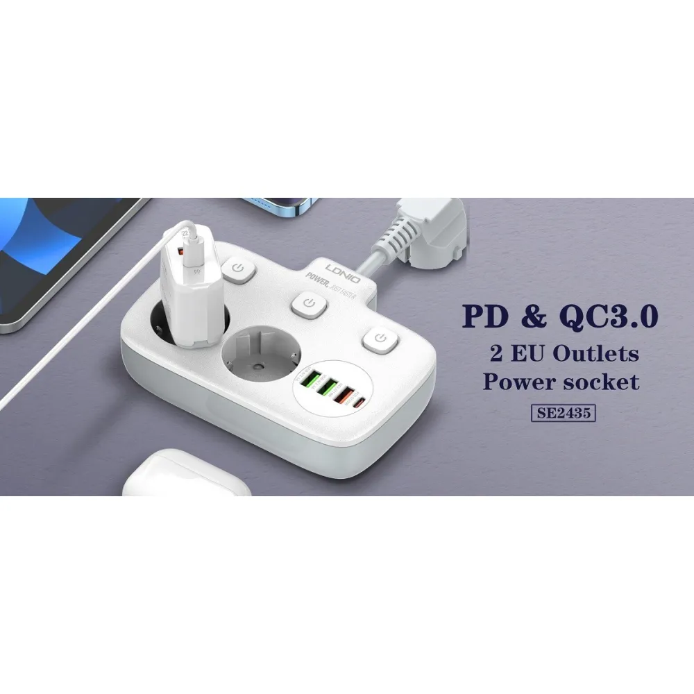 Extension Socket with 2 USB, 1QC and 1 PD