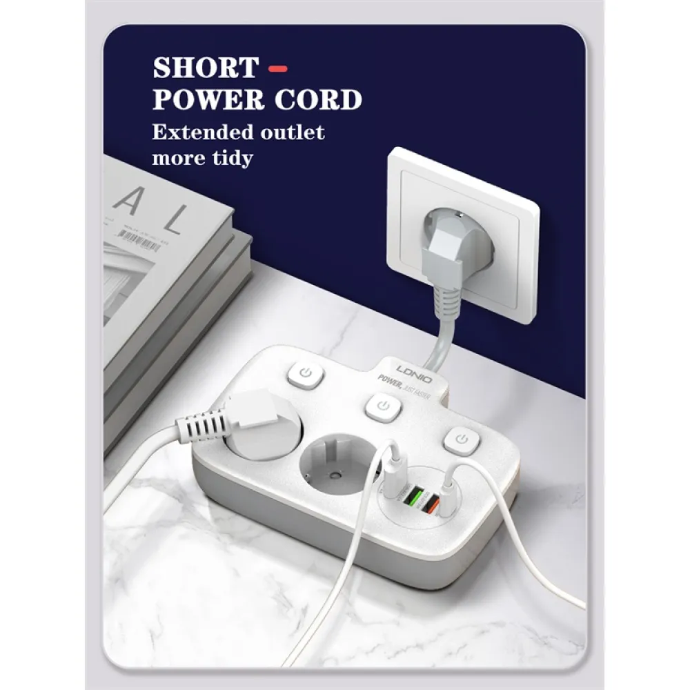 Extension Socket with 2 USB, 1QC and 1 PD