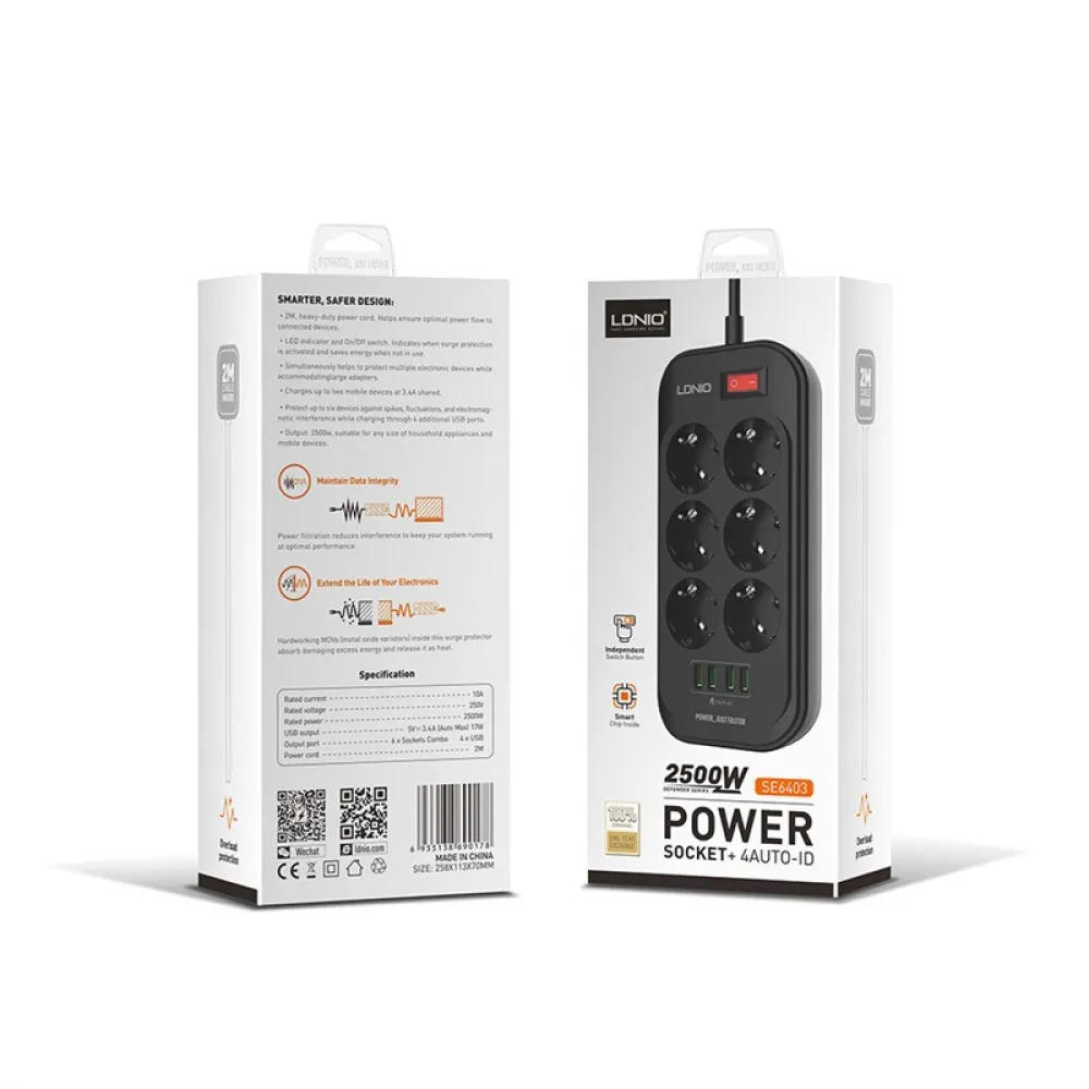 Extension Socket with 2 USB, 1QC and 1 PD