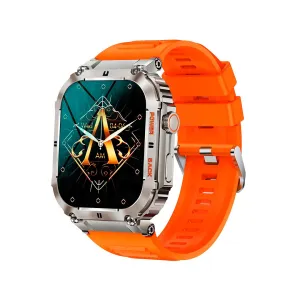 Silver case / Orange silicone strap