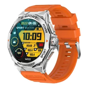 Silver case / Orange silicone strap