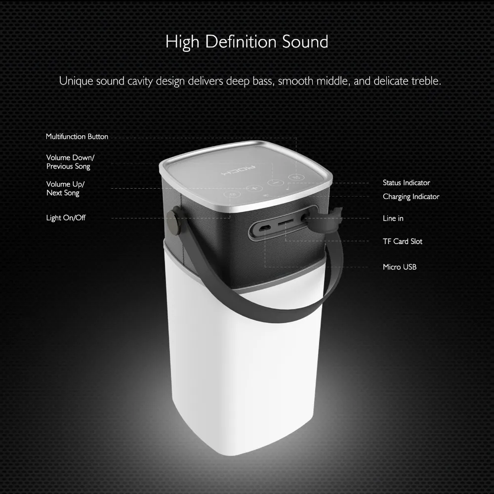 waterproof bluetooth speaker - led light