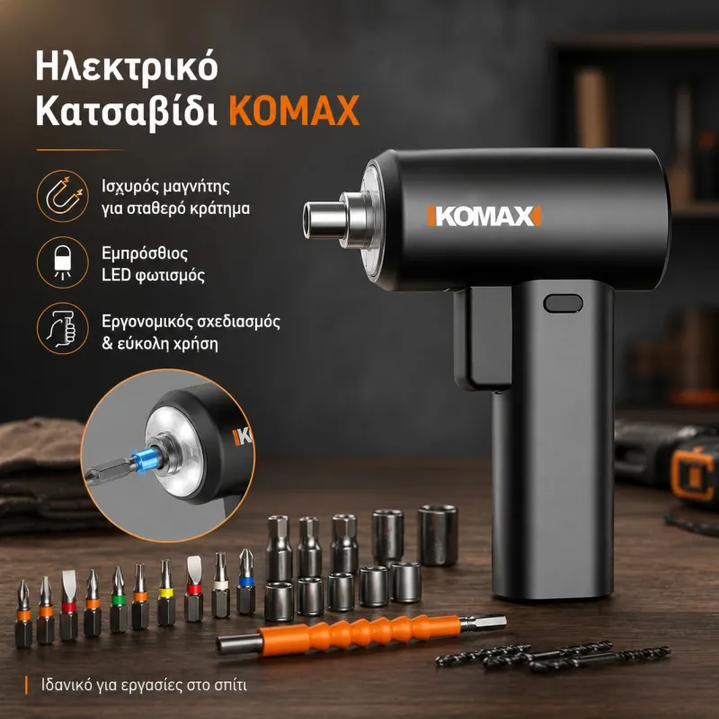 KOMAX Επαναφορτιζόμενο Κατσαβίδι