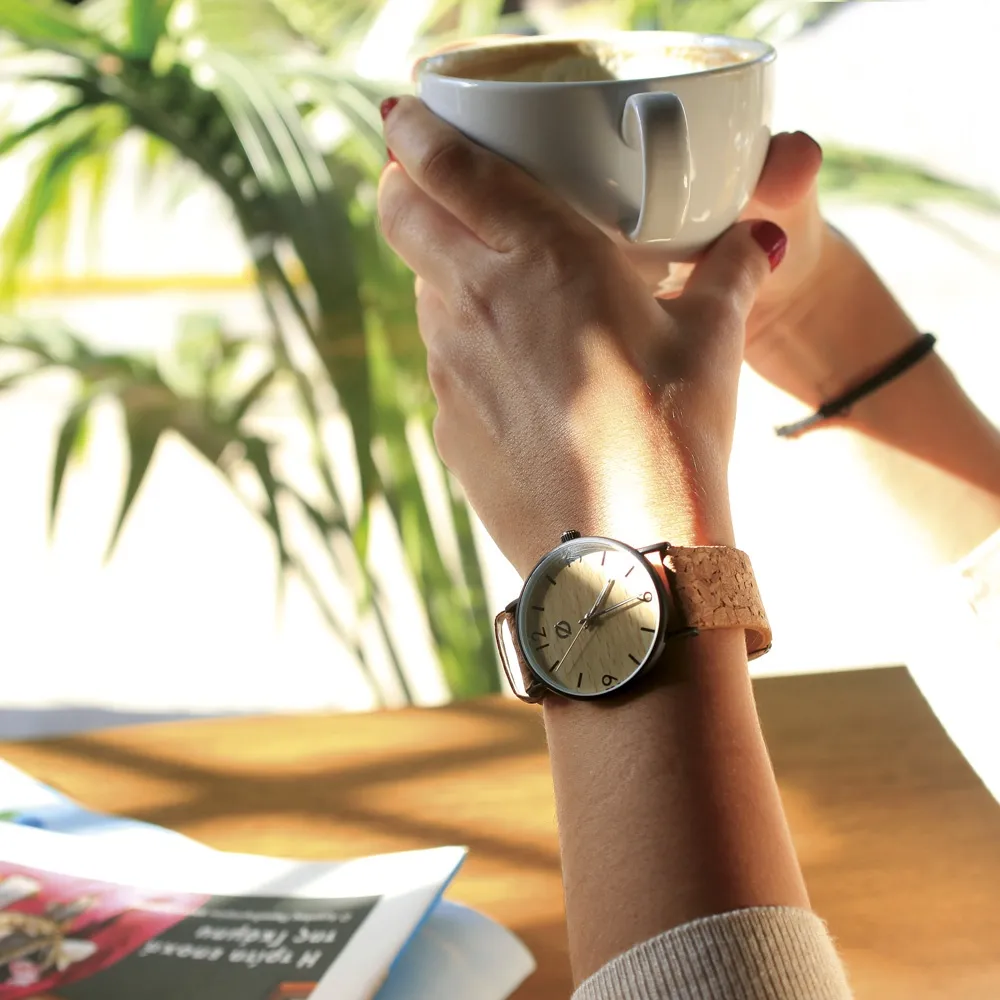 wooden watch zirro - slim black