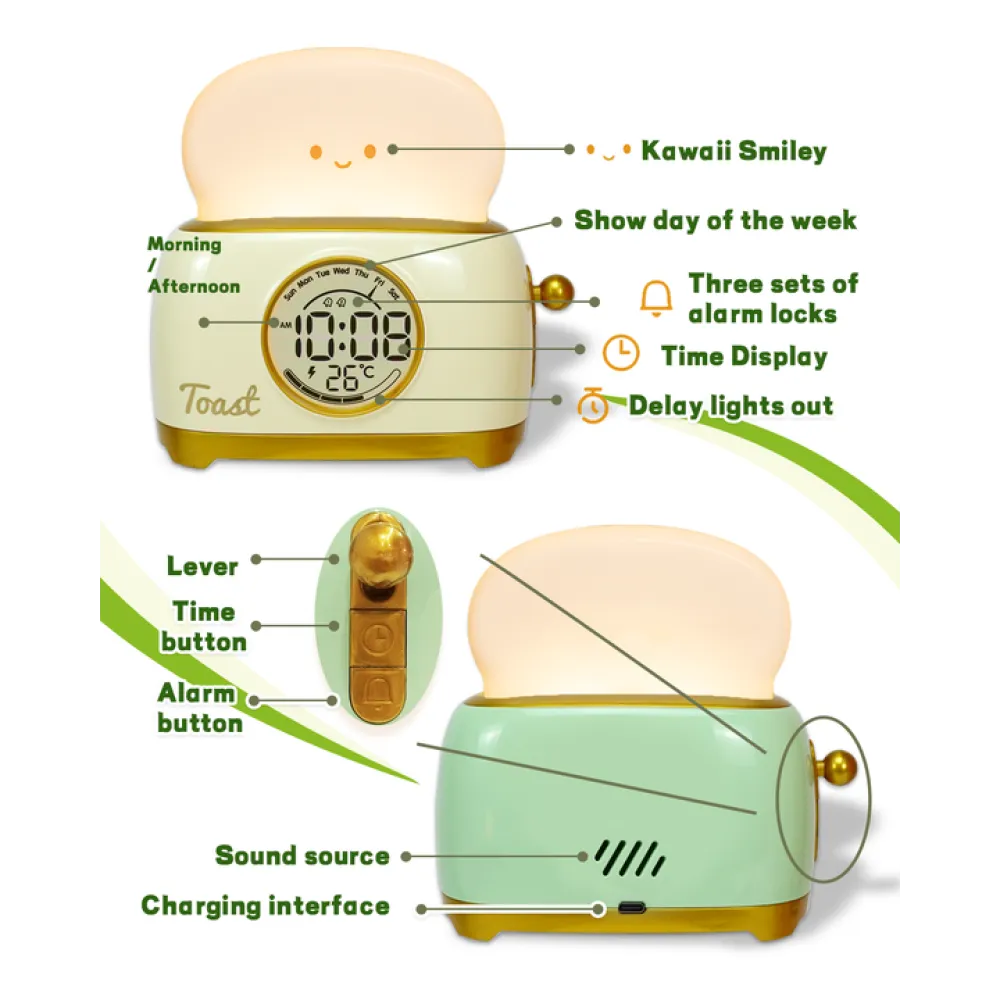 Luminous Clock-Toaster with LED Lighting